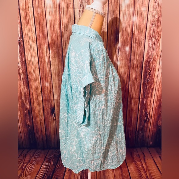 Women’s 0X Blouse ANA Button Down Short Sleeves Floral Crushed Texture Soft - Picture 5 of 11